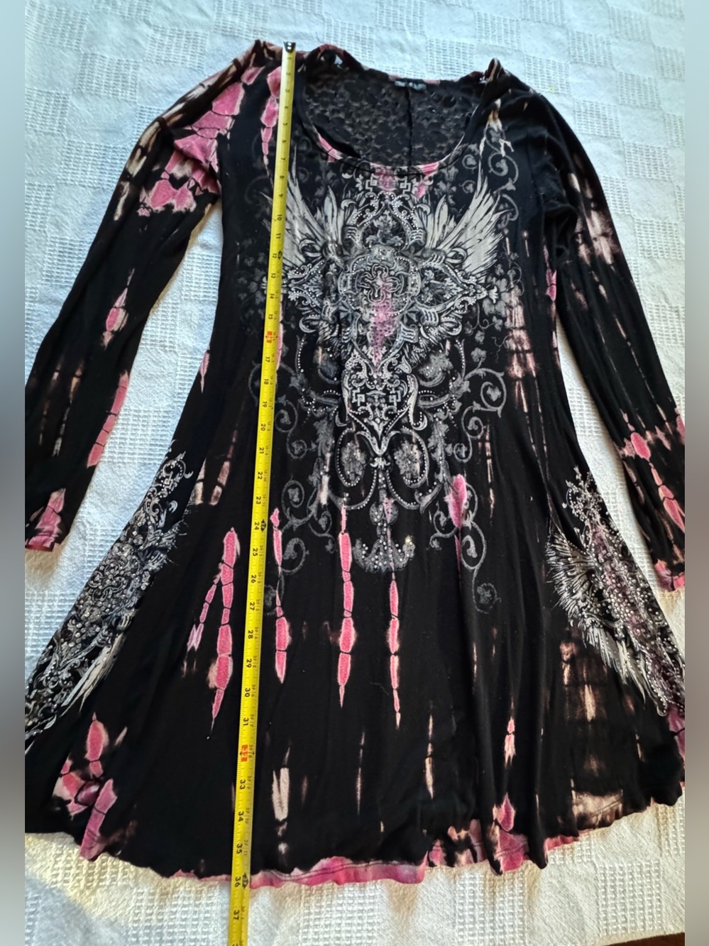 Vocal Black and Pink Long Sleeve Printed Tunic Dress - Picture 6 of 12